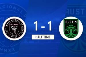 半场-迈阿密国际1-1奥斯汀FC 梅西头球冲顶攻入生涯第903球